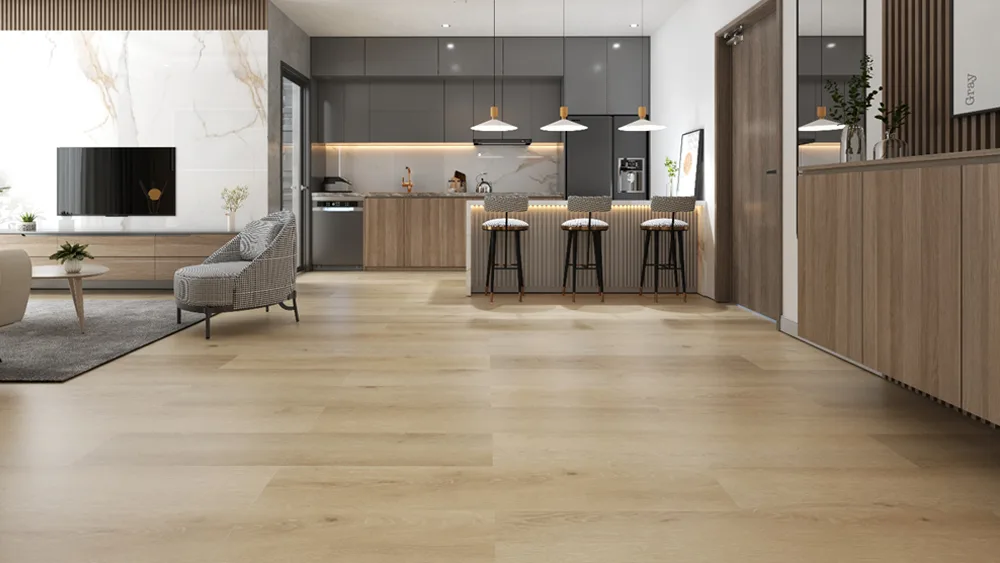 SPC Rigid Core Flooring Manufacturer Lumber Oak Waterproof Click Lock Vinyl Flooring for Living Room Bedroom 9