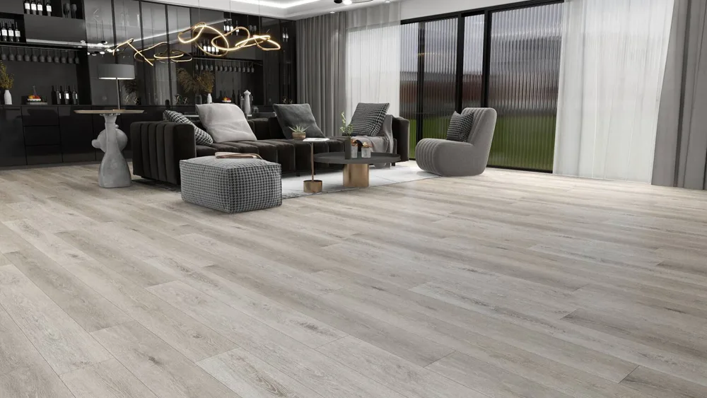 Rigid Core Vinyl Flooring Manufacturer Commercial Grade SPC Flooring Grey Oak Click Lock for Living Room 6